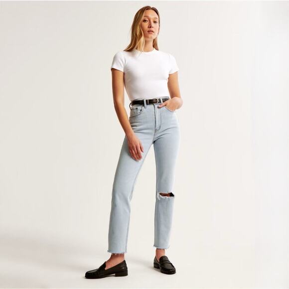 Abercrombie & Fitch Distressed Straight Leg Jeans Sz 27 - Picture 2 of 10